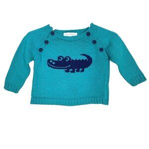 Fina Ejerique Crocodile Knit Pullover Sweater Teal Spain Baby Boys 3 Months